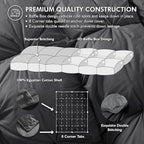 Luxurious All-Season Goose Down Feather Fiber Comforter Queen Size Duvet Insert, Exquisite Pinch Pleat Ruffled Twisted Flower, Premium Baffle Box, 100% Egyptian Cotton Cover, 60 oz. Fill Weight, Gray