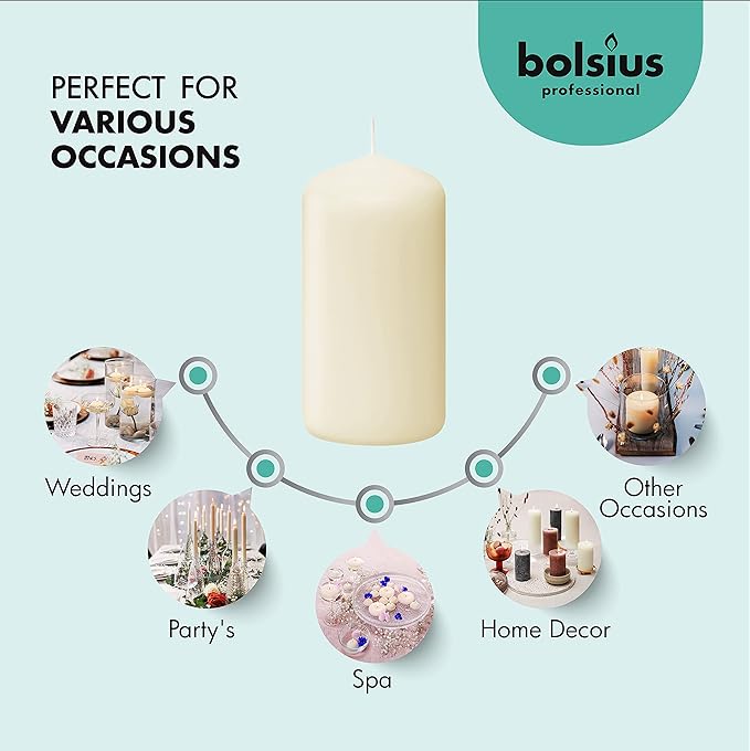 BOLSIUS Ivory Pillar Candles - 20 Pack 2x4 inch Pillar Candle Set - 20 Hours Dripless & Smokeless Clean Burning Dinner Candles - Premium Europen Quality - Palm Oil Free - 0% Animal Fat - Party Candles