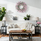 Wreaths for Front Door, 24 Inch Spring/Summer Front Door Wreath, Pink Paper Flower Wreath for All Seasons for Indoor Home Wall Window Office Wedding Farmhouse Decor (Pink)