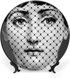 Lina Cavalieri Plate, Wall Decorative Plate, Mysterious Face Plate Wall Hanging Decoration,Including Bracket and Special Spring Hook, 10inch, Style9