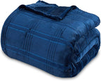 Oversized King Fleece Blanket 120x120 Inches, Seamless Soft Cozy 3D Jacquard Flannel Blanket 10'x10' Extra Large for Bed, Sofa, Couch, Travel & Camping, California King Throw, Blue