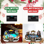 Christmas Village House Christmas Collectible Buildings Decor Estatua de la cabaña del Pueblo navideño Home Decoration Snow Globe Display Skating Pond AnimatedChristmas Theme Park with 8 Music X-Large