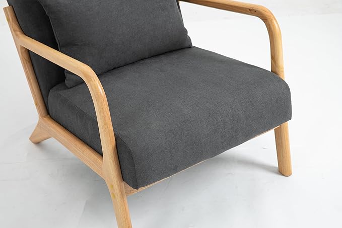 KEIKI Mid Century Modern Accent Chair, Lounge Armchair with Solid Wood Frame and Waist Cushion for Living Room, Bedroom