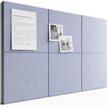 Bumusty Large Cork Board 36" x 24" Alternative - 6 Pack Felt Wall Tiles with 40 Safe Removable Adhesive Tabs, 30 Pushpins, Cork Boards for Walls Pin Board Bulletin Board Office Decor (Soft Periwinkle)