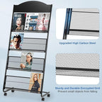 Magazine Rack Floor, Literature Display Rack Brochure Stand for Offices, Trade Show Exhibitions Office Retail Store (Black)