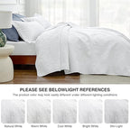 Love's cabin Oversized King Size Quilt Bedding Set White Bedspreads - Oversized King Lightweight Bedspread Comforter - Coin Pattern Coverlet for All Season - 3 Pieces (1 Quilt, 2 Pillow Shams)