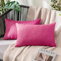 MIULEE Pack of 2 Decorative Outdoor Solid Waterproof Throw Pillow Covers Faux Linen Garden Farmhouse Cushion Cases for Patio Tent Balcony Couch Sofa 20x12 Inch Hot Pink