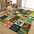 ABC Education Area Rug Children's Range of Rugs for Learning English Letters and Math Symbols Prints Retro Multicolor Patchwork Carpet Kids Gaming Throw Rugs for Nursery Dorm Classroom, 5x7ft