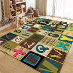 ABC Education Area Rug Children's Range of Rugs for Learning English Letters and Math Symbols Prints Retro Multicolor Patchwork Carpet Kids Gaming Throw Rugs for Nursery Dorm Classroom, 6x9ft