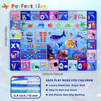ABC Kids Rug for Playroom 59"×78.7" Ocean Mat Baby Play Mat Alphabet Sea Animal Number Shape Classroom Carpet Kids Playroom Rug Early Learning Carpet for Preschool Toddlers
