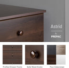 Prepac Astrid 6 Drawer Double Dresser for Bedroom, Wide Chest of Drawers, Bedroom Furniture, Clothes Storage and Organizer, 15.5" D x 47.5" W x 26.85" H, Espresso