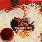 Personalized Christmas Crystal Ornaments Custom Heart Photo Ornament 2024 Customized Christmas Ornament Personalized First Christmas Keepsake Gifts for Couples Family Friends Xmas Decor