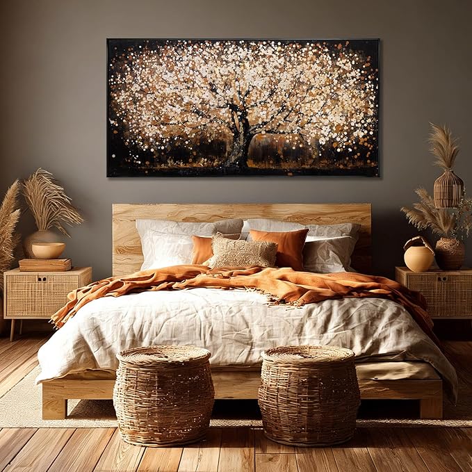 NBAODAN Large Wall Art Black and Gold Pictures Wall Decor Landscape Tree Posters Neutral Art Canvas Prints Paintings for Living Room Home Hotel 29"x 58"