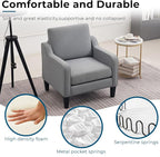 VINGLI Modern Accent Chairs Set of 2, Grey Living Room Chairs Comfy Armchair for Bedroom, Upholstered Sofa Chair Reading Chair for Small Spaces, Apartment, Waiting Room