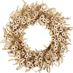24 Inch White Floral Wreaths for Front Door - Spring Summer Decor with Artificial Eucalyptus, Boxwood & Grain Stems, All Season Farmhouse Wreath for Indoor Outdoor