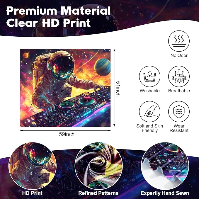 NYZE Blacklight Tapestry Music Wall Tapestry Space Art Colourful Design Tapestries for Hip Hop College Dorm Room Bedroom Wall Decor 59in×51in