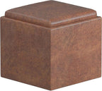 SIMPLIHOME Rockwood Cube Storage Ottoman with Tray - 17 inch Wide Upholstered Vegan Leather Square Storage Ottoman in Distressed Saddle Brown, Contemporary Cube Ottoman for Living Room with Tray