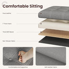 YOUDENOVA 15 inches Storage Ottoman Cube, Foldable Storage Boxes, Padded Seat for Dorm Living Room, Support 300lbs, Line Fabric Grey