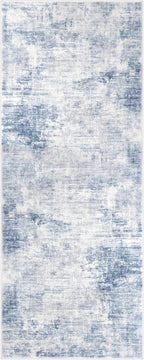 IOHOUZE Abstract Runner Rug 2x5 Ft Washable Runners for Hallways, Non Slip Kitchen Runner Printed Faux Wool Entryway Runner Indoor, Modern Floor Carpet for Hall Kitchen Bedroom, Light Blue White