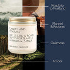 Anecdote 'Flannel & Fedoras' Coconut Soy Wax Candle Jar | Premium Hand Poured & Long Burning | Oakmoss & Amber Scent | Phthalate-Free | for Home, Office, Gift - 7.8 Oz