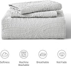 Love's cabin Quilts for Full Bed Light Grey Bedspreads Bedding Set - Lightweight Bedspread Comforter - Coin Pattern Bedding Coverlet for All Season - 3 Pieces (1 Quilt, 2 Pillow Shams)