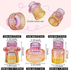 Double Sided Vintage Ribbed Taper Glass Candle Holders,Tea Candle Holder for Table Centerpieces, Wedding Decorations and Dinner Parties (Purple-Pink-Yellow, 6 PCS)