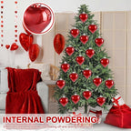 Civaner 12 Pcs Large Valentine's Day Heart Shaped Ornaments Outdoor, Glitter Heart Shaped Baubles with Pre-Strung Wire, Romantic Home Hanging Decorations for Valentine Tree (Red)