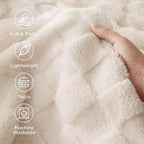 Bedsure GentleSoft Blankets Queen Size for Bed - Super Soft Cozy Blanket for Women Men Girls, Large Fuzzy Fleece Throw for Bedroom Decor, Cream, 90x90 Inches
