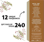 Folkulture Incense Sticks (240 Sticks) | Set of 12 Premium Incense Sticks Variety Pack Aromatherapy Gifts | No Charcoal, Organic, Non Toxic, 45 Mins, Long Burning Palo Santo, Sandalwood Insence-Sticks