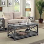 Convenience Concepts Oxford Coffee Table with Shelf, Gray