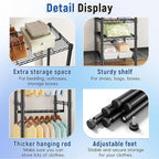 Raybee 88.2" W Clothes Rack Heavy Duty Clothing Racks for Hanging Clothes Extra Wide Portable Closet Loads 1200LBS Freestanding Garment Rack for Bedroom 88.2" W x 75.6" H x 15.7" D, Black