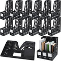 Glenmal 12 Pack Magazine Organizers Binder Organizer for Desk Plastic Vertical File Holder Magazine Racks Desk Accessories for Office, Home, or School (Black)