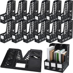 Glenmal 12 Pack Magazine Organizers Binder Organizer for Desk Plastic Vertical File Holder Magazine Racks Desk Accessories for Office, Home, or School (Black)