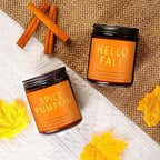 Fall Candles Set | 4 Pack Candles for Home Scented Natural Soy Wax, Autumn Gifts Set for Women Men, Fall Fragrance of Hellofall, Spice Pumpkin, Apple Cider, Hot Cocoa