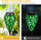 Solar Hanging Lantern Outdoor Lights, Tear-Shaped 15 LEDs Cool White Hanging Lights with S Hooks Decor in Garden, Yard, Pathway, Front Door and Landscape