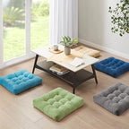Degrees of Comfort Meditation Floor Pillow, Square Large Pillows Seating for Adults, Tufted Corduroy Cushion for Living Room Tatami, Green 22x22 Inch