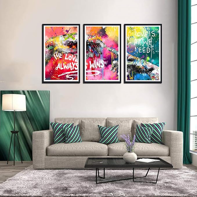 Novatique Banksy Canvas Wall Art Graffiti Pictures Wall Decor Hand Of God Pop Art Abstract Painting Street Art Pictures for Bedroom Living Room,24" x 36" x 3pcs