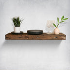 Urbandi Rustic Distressed Floating Shelves, Set of 2, Handmade Out of Pine Wood, 3 Inch Thick, Made in USA (Jacobean, 48Lx3Hx8D)