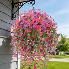 4 Bundles Fake Flowers for Spring Decor, Hanging Artificial Flowers for Outdoors, UV Resistant Spring Floral Stems for Porch, Window and Garden Decoration (4)