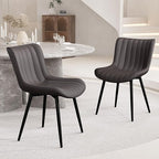 YOUNUOKE Dining Chairs Set of 2 Upholstered Mid Century Modern Kitchen Chair Comfortable Armless Faux Leather Accent Chair with Metal Legs for Guest Waiting Reception Living Room, Dark Brown