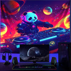 NYZE Panda Space Tapestry for Bedroom, Music Wall Tapestry, Party Decor Glow in the Dark Room Decor Tapestries, Cool Galaxy Planet Wall Hanging, Wall Hanging for Room Dorm 59in×51in