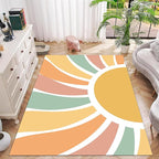Machine Washable Rainbow Rugs Bedroom Fluffy Plush Soft Area Rugs Rainbow Sunshine Sun Print Living Room Non-Slip Indoor Flooring Kids Girls Boys Home Decor Aesthetics 2x4ft