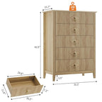 GarveeHome Fluted Dresser for Bedroom, 42.9" Tall 5-Drawer Wood Dresser, Modern Chest of Drawers, Storage Organizer Cabinet for Living Room, Hallway, Entryway, Natural Oak