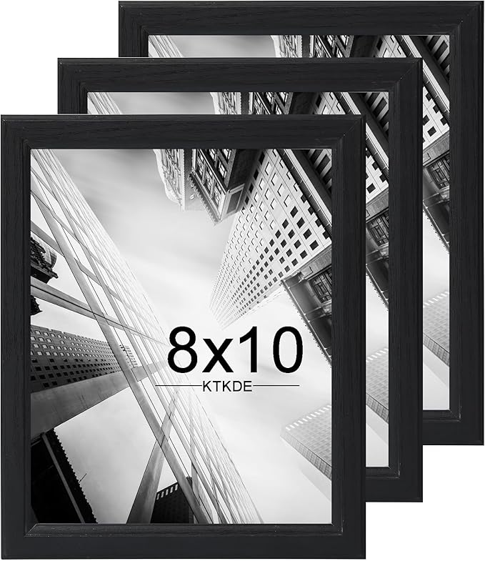 KTKDE 8x10 Picture Frame Set of 3,black Wooden frames, Vertical & Horizontal Wall Hanging for Wall or Tapletop Display,Studio Gallery Photo Frame for Photos, Posters & Art Prints