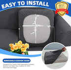YEMYHOM Stretch Individual Cushion Covers Large Sofa Seat Cushion Slipcovers Soft Couch Cover Replacement Large Checkered Furniture Protector with Elastic Bottom (2 Pcs XL Cushion Covers, Dark Gray)