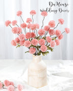 DuHouse 6pcs Artificial Flowers Faux Silk Pompon Mum,Silk Small Mini Chrysanthemum Ball with Stems for DIY Bouquets Centerpieces Vase Home Table Kitchen Decorations(Blush)