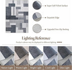 FlyDOIT Modern Geometric Patchwork Area Rug, 6x9 Gray Large Rugs for Living Room, Rockwood Collection Indoor Rugs for Bedroom, Throw Carpet Floor Decor for Entryway Dining Room Office Dorm Nursery