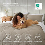 Bedsure King Size Comforter Set - 7 Pieces Reversible Beige and White Bedding, King Size Bed Set for All Seasons, Bed in a Bag with Down Alternative Comforter, Sheets, Pillowcases & Shams