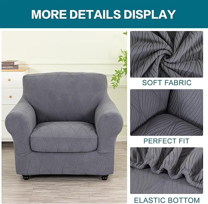 KRFOONN 2 Piece Chair Covers Printed Sofa Covers Couch Covers Washable Armchair Sofa Couch Slipcover Furniture Protector with Elastic Bottom for Living Room (Armchair, 67), Small