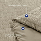 HYMOKEGE Linen California King Comforter Set Seersucker 7 Pieces, All Season Luxury Bed in a Bag for Bedroom, Bedding Set with Comforter, Sheets, Pillowcases & Shams